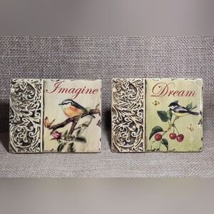 Inspirational Plaque Set Bird Pictures For‎ Wall Or Desk ~ Imagine & Dream~ Gift